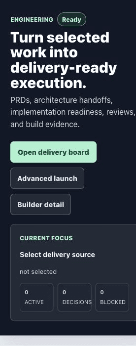 PromptToProd engineering view — gated workstreams and delivery readiness